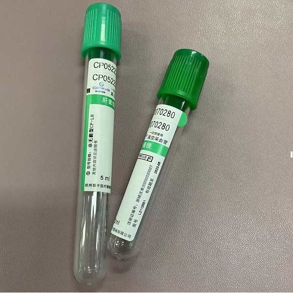 Disposable Green Heparin Tube Plasma Specimens For Clinical Biochemistry