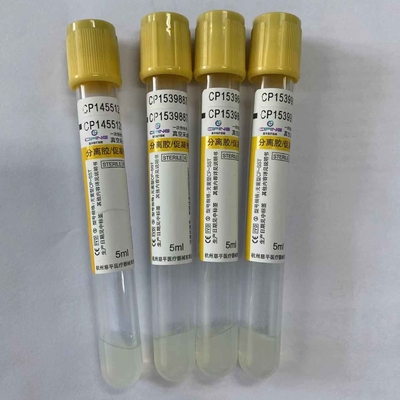 Casquillo del amarillo del tubo de la colección de la sangre del vacío del activador del coágulo del gel