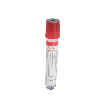 Top rojo sin aditivos Sero de vacío plano tubo de recolección de sangre de un solo uso Prueba médica hospitalaria