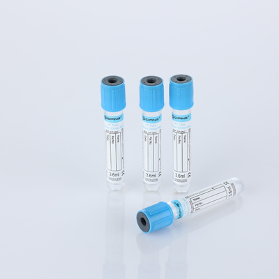 Proceso de recogida de sangre con vacío en tuberías PT para ensayo de laboratorio de citrato de sodio