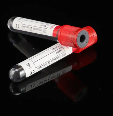 Suministros médicos 13*75mm 4ml tubo rojo de recolección de sangre con color amarillo y activador de coágulos
