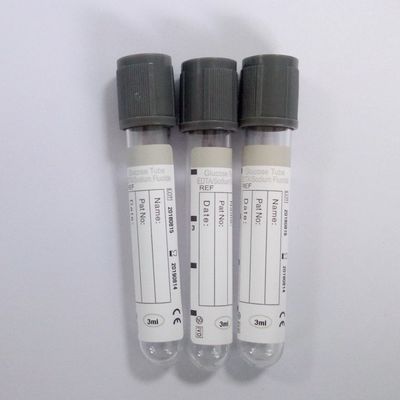 Fluoruro de sodio gris (EDTA/heparina de sodio) 13*75 mm2,3,4 ml tubo de extracción de sangre al vacío para la determinación del valor de la glucosa en sangre